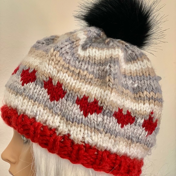 Hand Knits 2 Love Beanie Hat Cap Hearts Designer - Picture 9 of 13